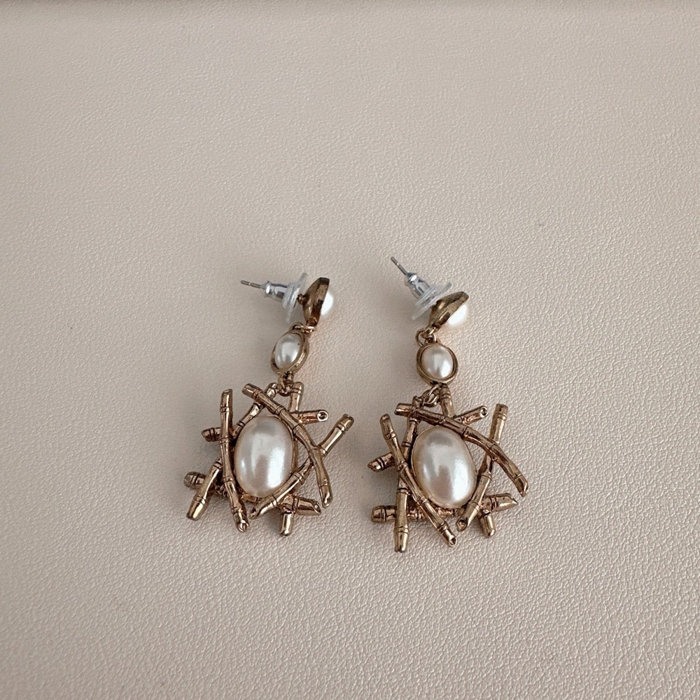 Gold and Pearl Earrings
